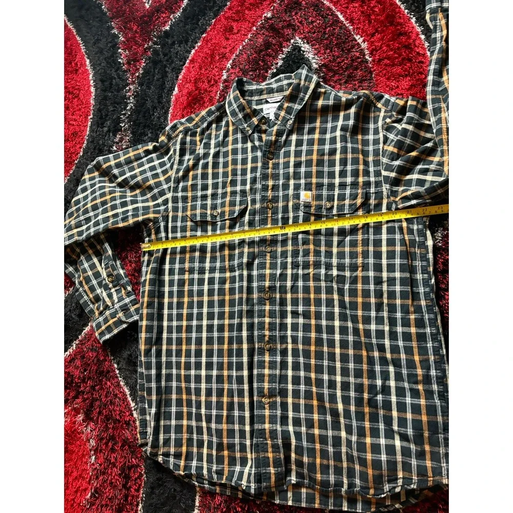 CARHARTT Shirt Men's Size Large Plaid Button Down Relaxed Fit Long Sleeve